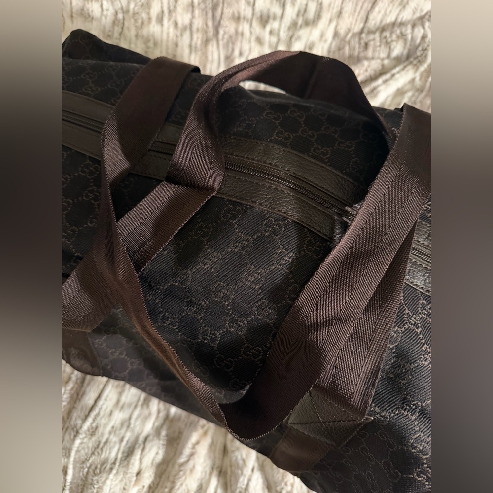 Gucci GG Dark Brown Monogram Soft Canvas Weekender Duffel Bag/Carryon Bag - Picture 15 of 16